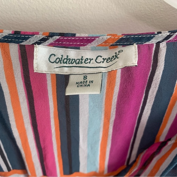 Coldwater Creek 100% Silk Floral Striped Tunic Top - Picture 7 of 12